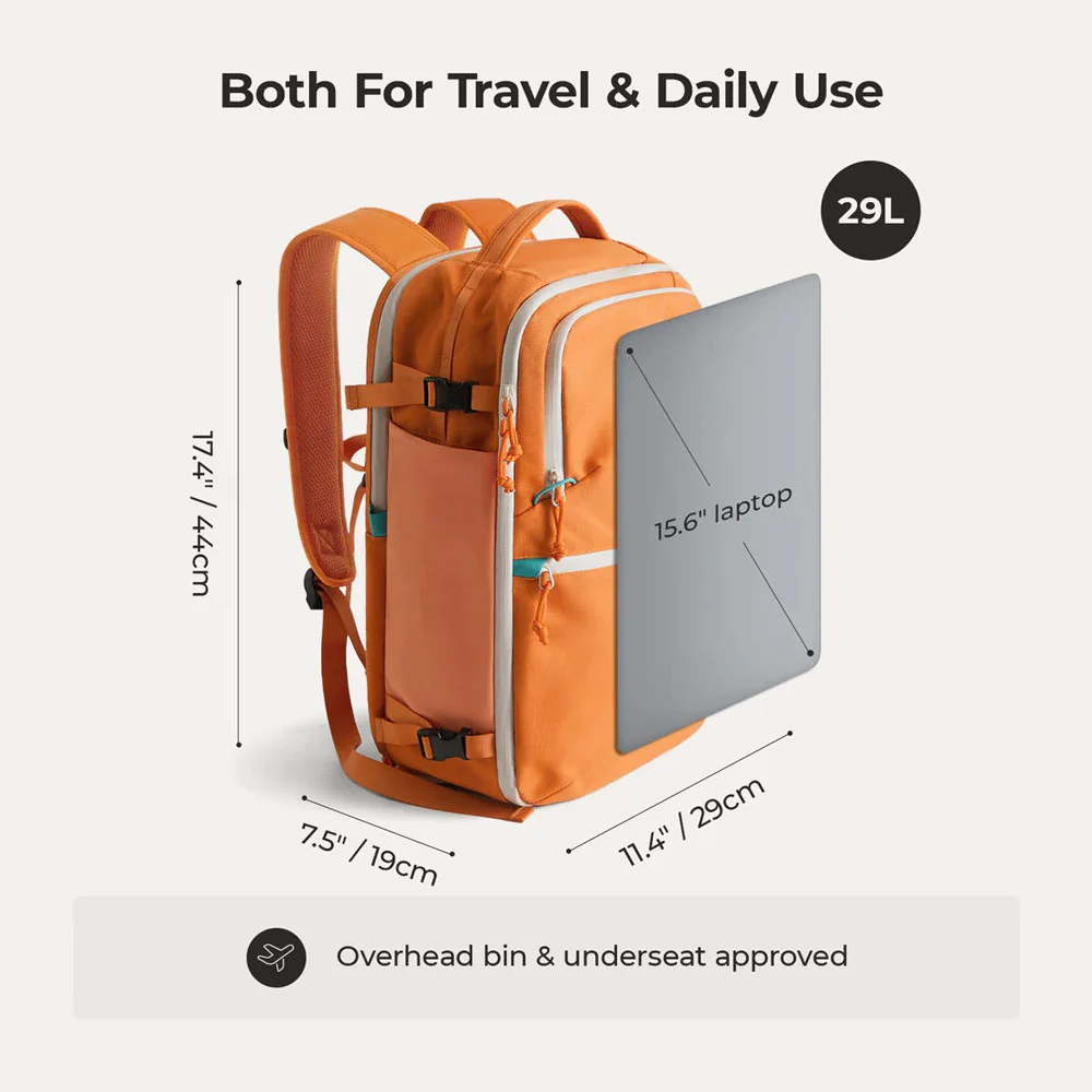 Faro Travel Backpack With Pouch - Rust Orange - Image 6