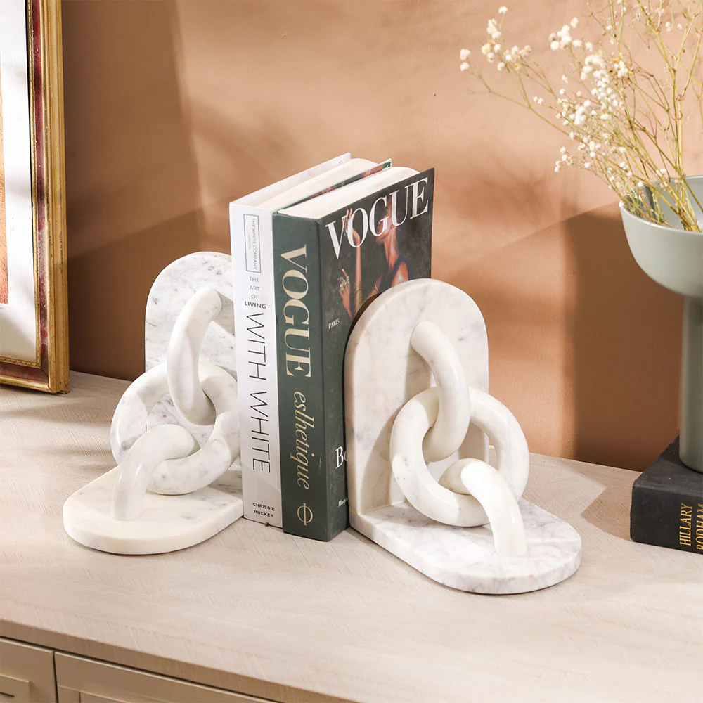 Fetters Marble Bookends, Set of 2 - White - Image 5