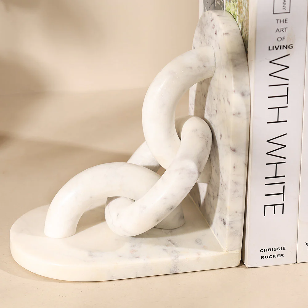 Fetters Marble Bookends, Set of 2 - White - Image 6