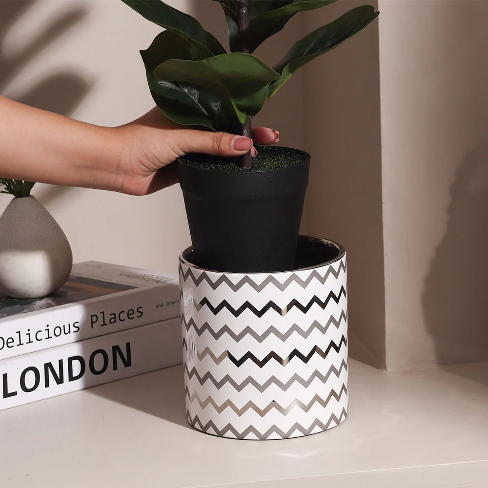 Fiddle Leaf Fig Artificial Potted Plant Small - Green - Image 3
