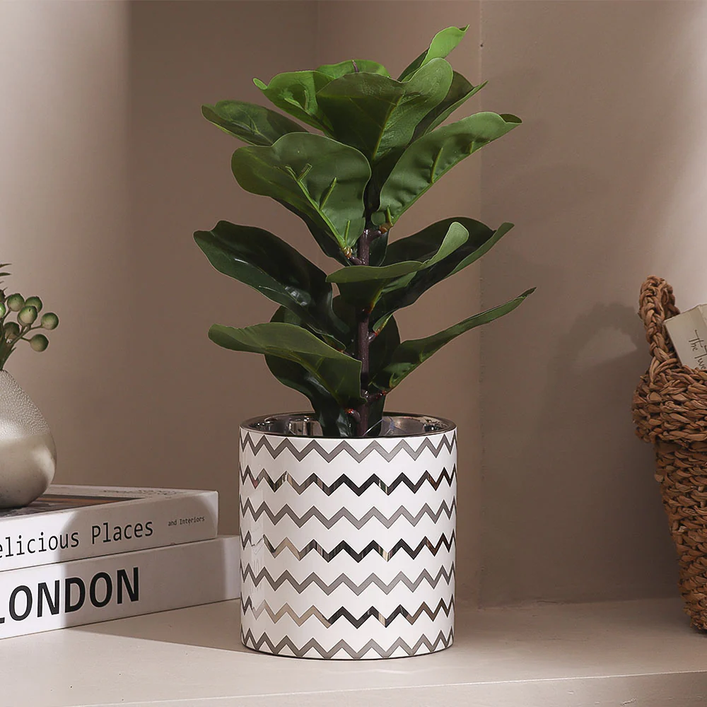 Fiddle Leaf Fig Artificial Potted Plant Small - Green - Image 4