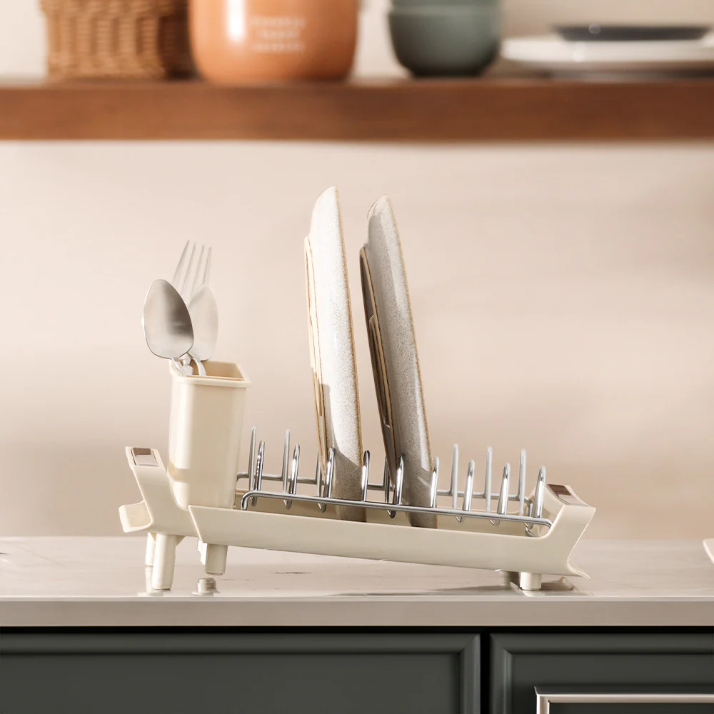 Fina Slim Expandable Dish Rack - Beige - Image 2
