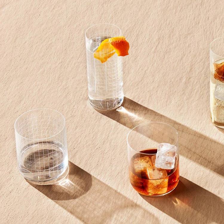 Finesse Grid Highball Glasses 350ml, Set 4 - Image 4