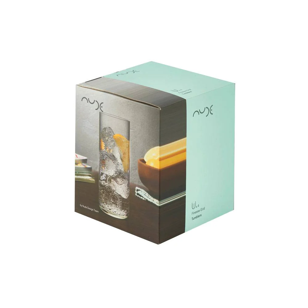 Finesse Grid Highball Glasses 350ml, Set 4 - Image 5