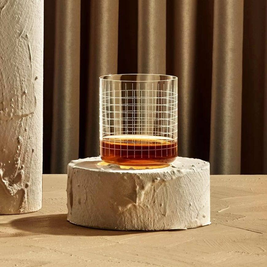 Finesse Grid Whiskey Tumblers 390ml, Set of 4