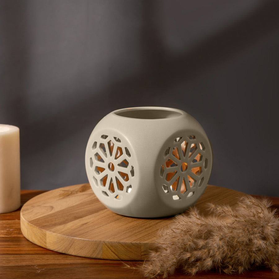 Fiore Ceramic Tealight Holder Medium - Beige