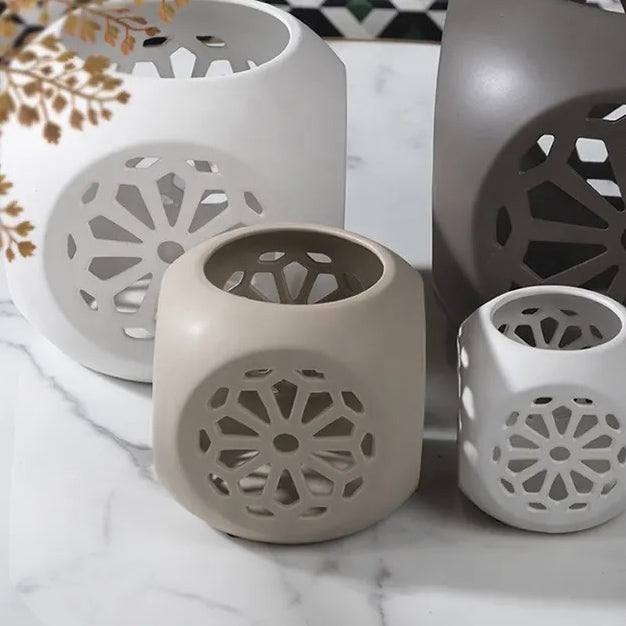 Fiore Ceramic Tealight Holder Medium - Beige - Image 7