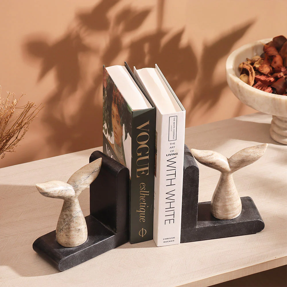 Fishtail Marble Bookends, Set of 2 - Desert Black - Image 2