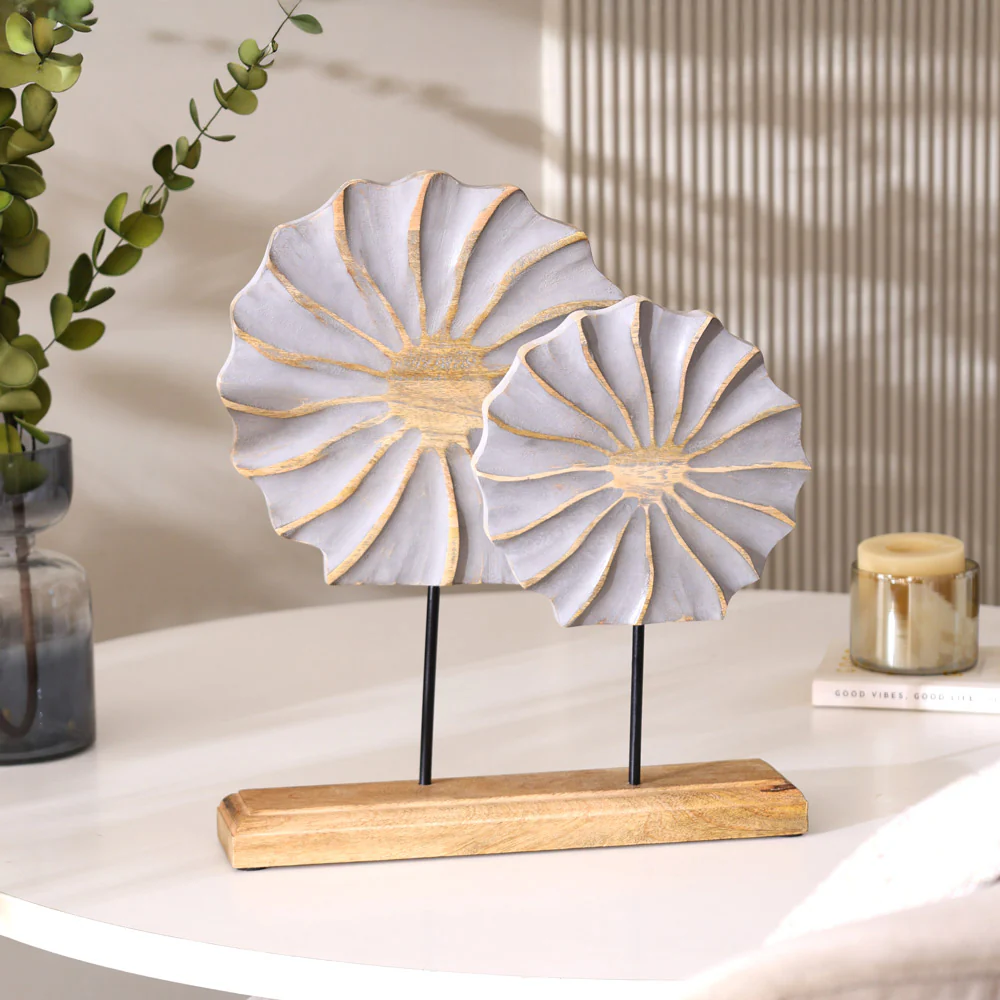 Flora Carved Wooden Sculpture - Natural Grey - Image 4