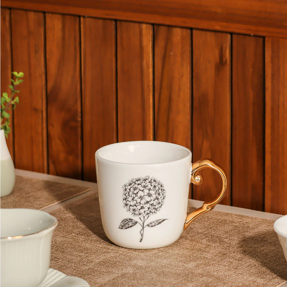 Flora Ceramic Mug White - Hydrangea - Image 2