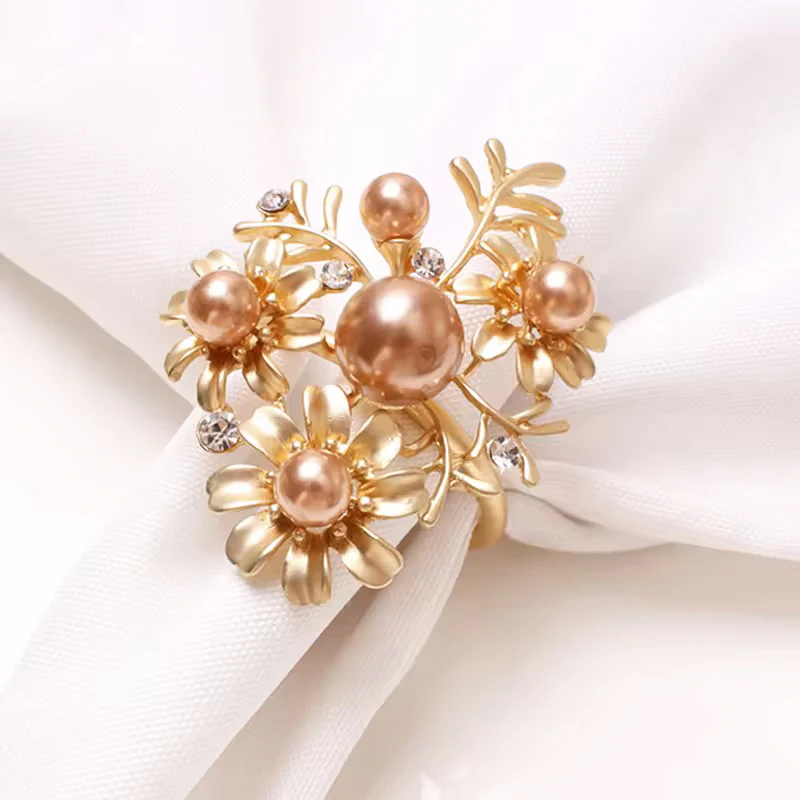Flora Napkin Rings, Set of 6 - Gold - Image 6
