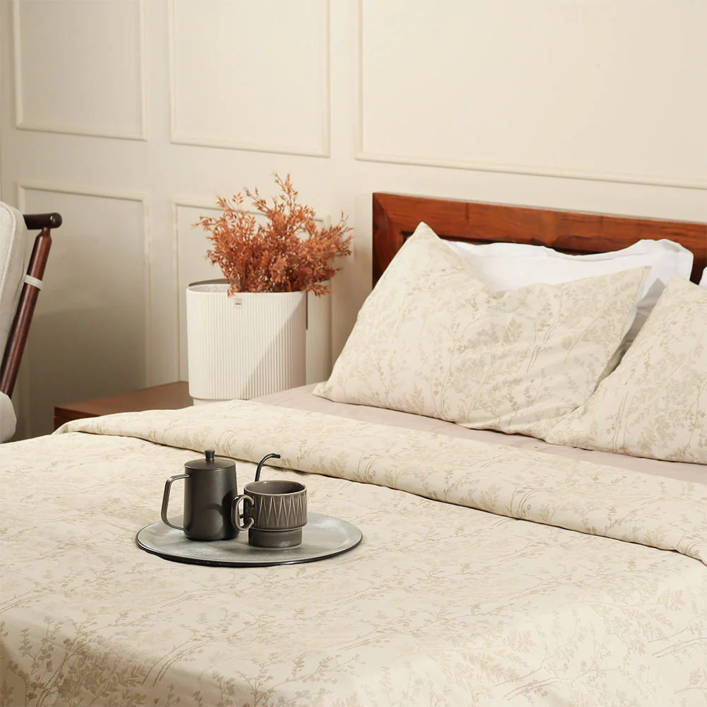 Floret Duvet Cover and Pillow Shams Set - Beige - Image 6