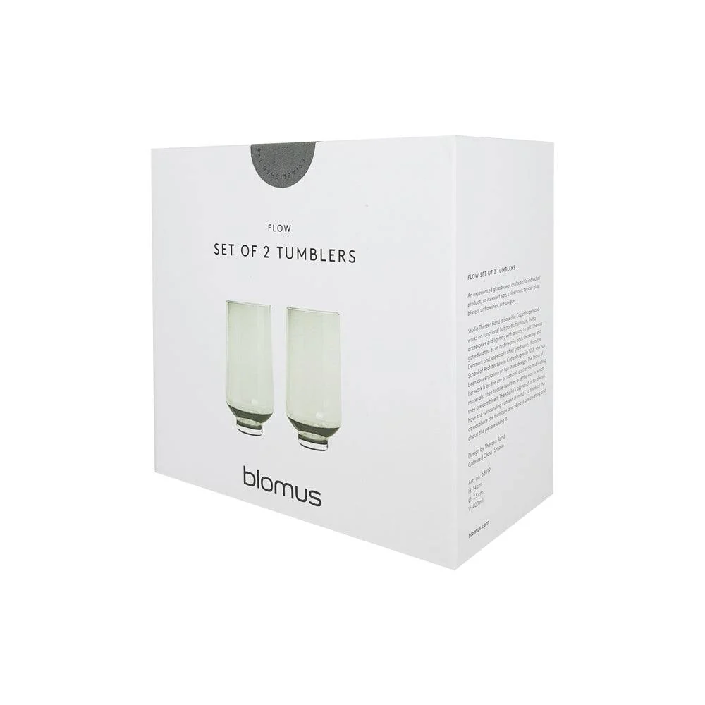 Flow Tall Glasses 400ml, Set of 2 - Smoke - Image 5