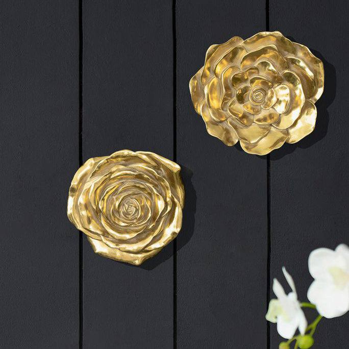 Flower Wall Accents Small, Set of 2 - Gold