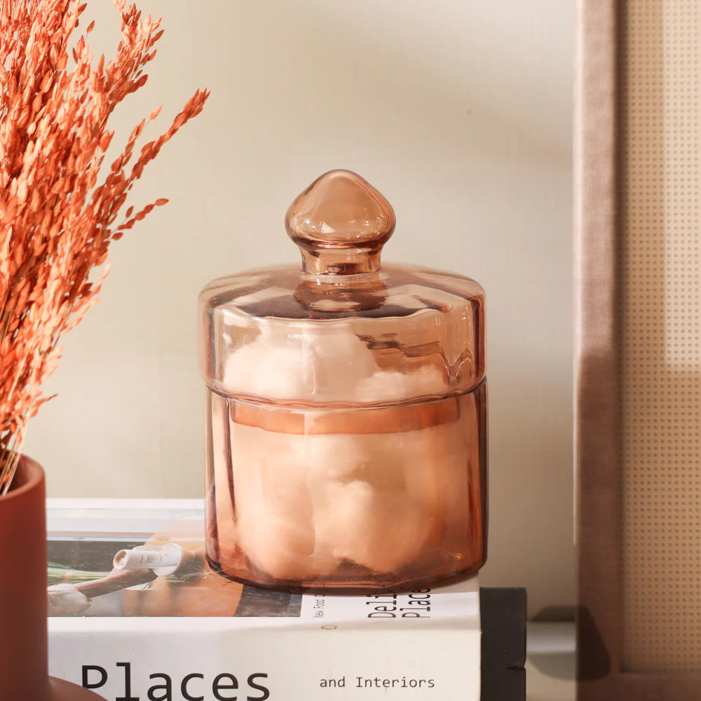 Fluted Glass Storage Jar - Mocha - Image 4