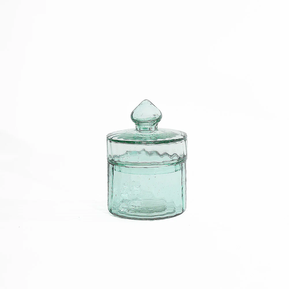Fluted Glass Storage Jar - Sage - Image 3