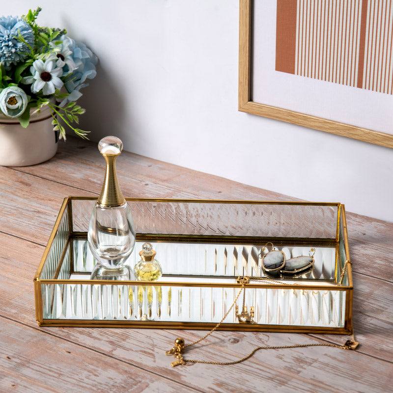 Fluted Glass Tray Large - Gold - Image 4