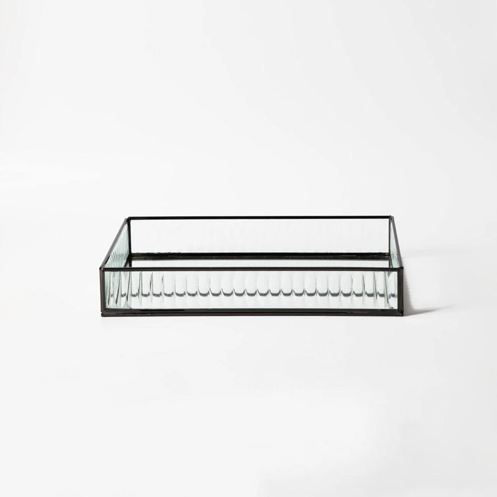 Fluted Glass Tray Large - Gunmetal - Image 3