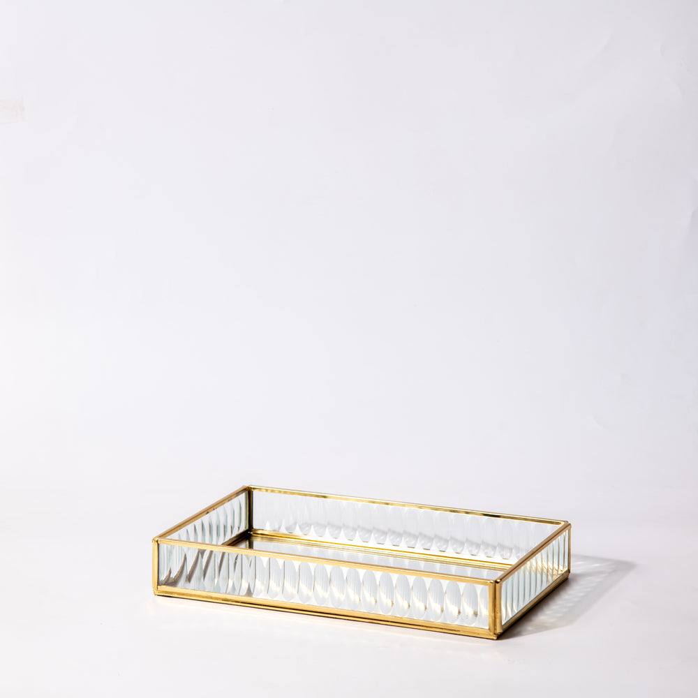 Fluted Glass Tray Medium - Gold - Image 3