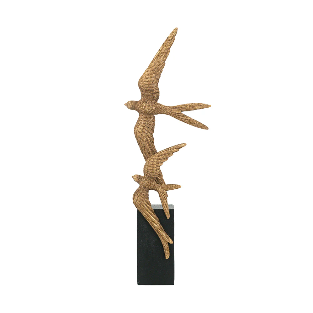 Flying Swallows Sculpture Medium - Dull Gold and Black - Image 7