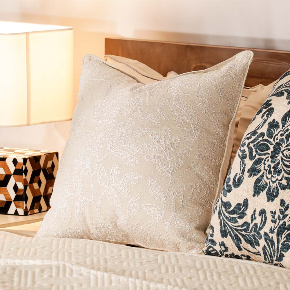 Folie Embroidered Cushion Cover 45x45cm - White Grey - Image 4