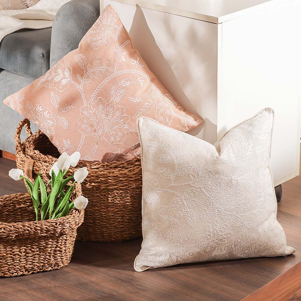 Folie Embroidered Cushion Cover 45x45cm - White Grey - Image 5