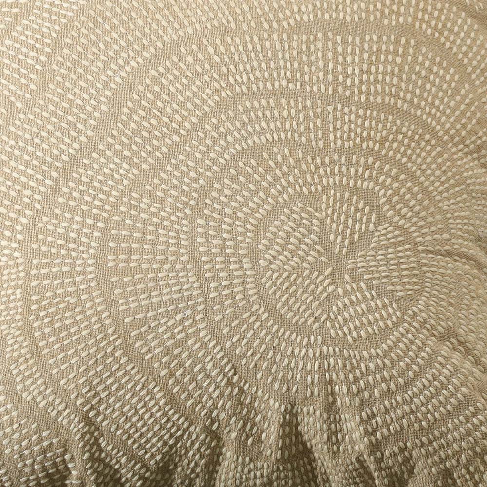 Fossil Beaded Embroidered Cotton Cushion Cover 45x45cm - Greige White - Image 5