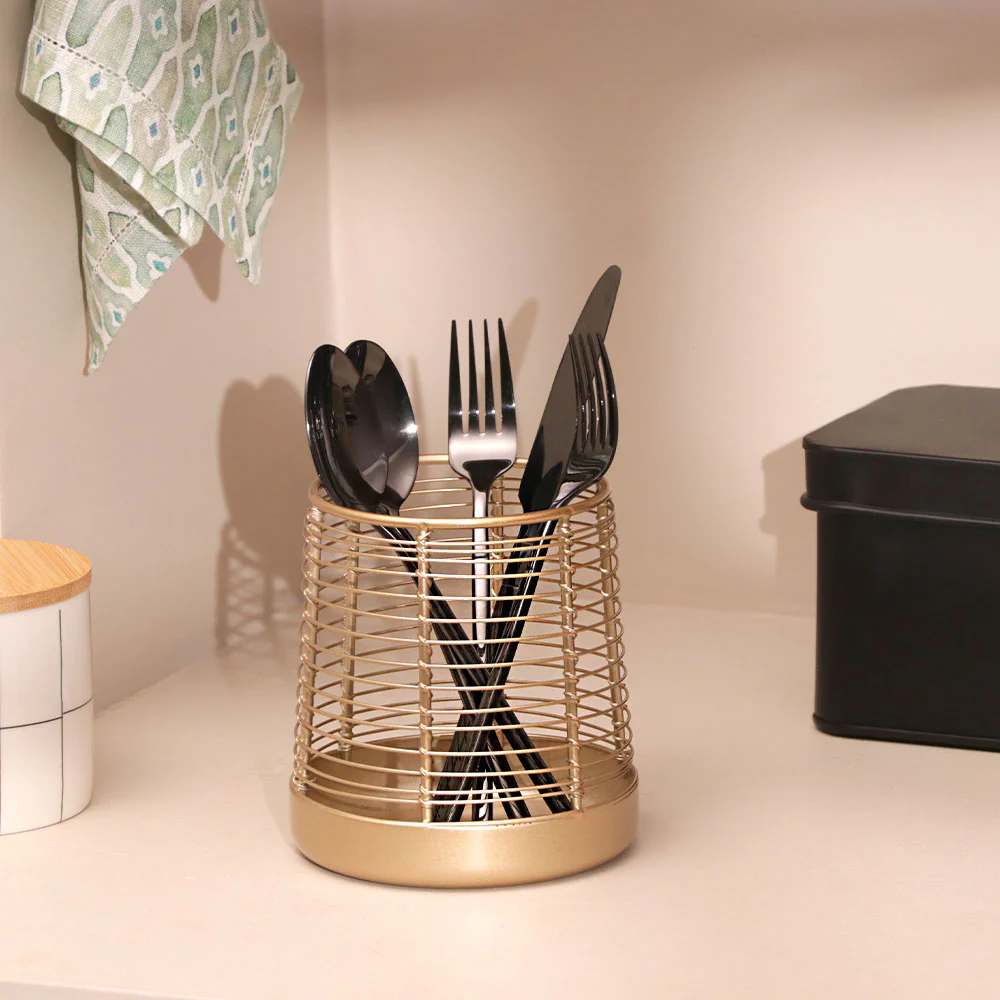 Fray Round Metal Organiser - Gold