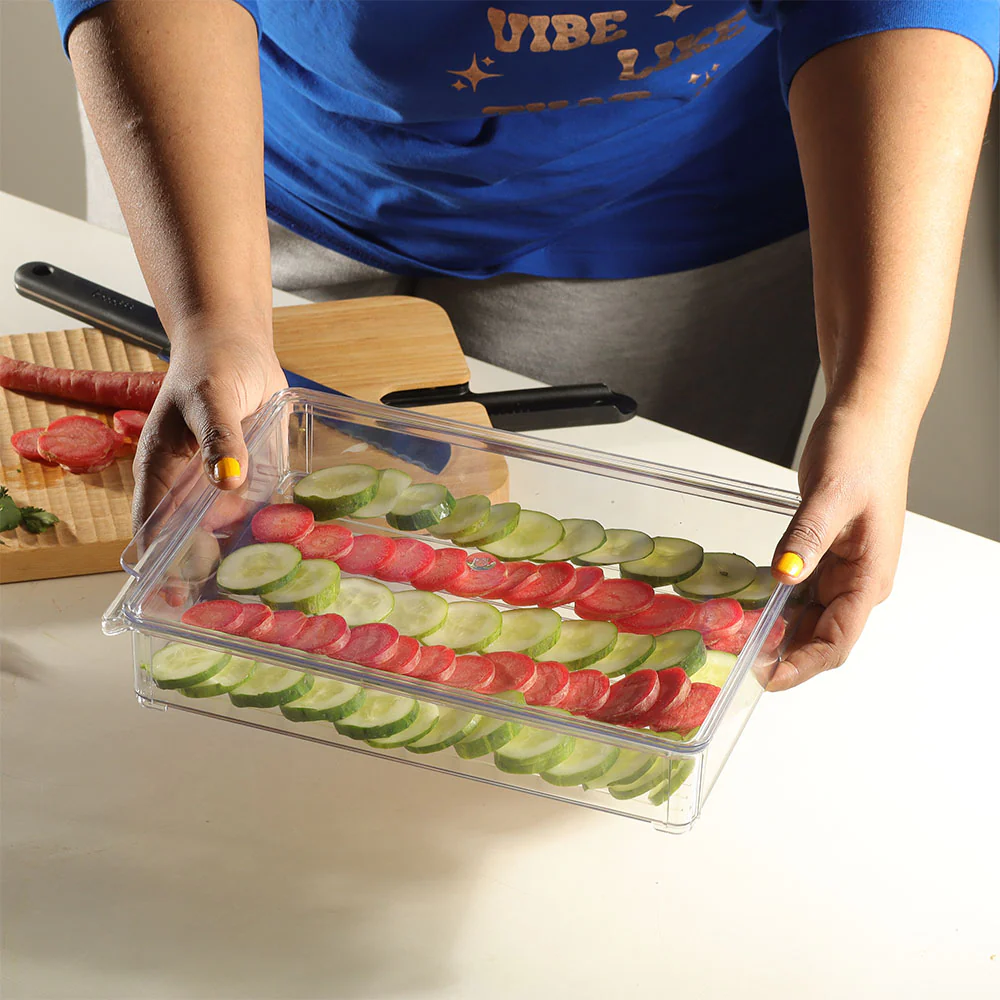 Fresco Fridge Tray with Lid Wide - Clear - Image 2