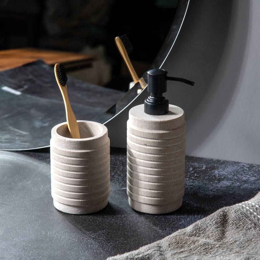 Freya Ridged Bathroom Set - Stone