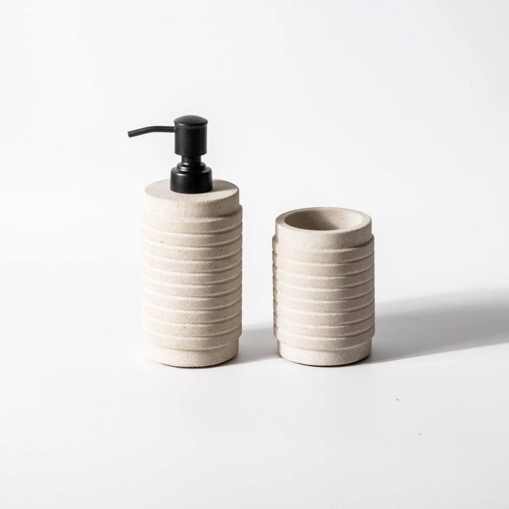 Freya Ridged Bathroom Set - Stone - Image 3