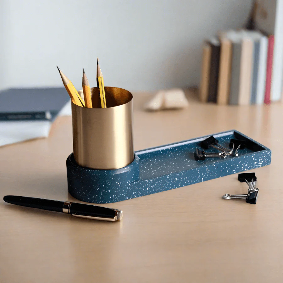 Fuse Speckled Desk Organiser - Blue Gold - Image 2