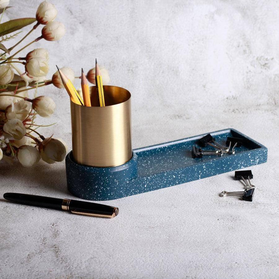 Fuse Speckled Desk Organiser - Blue Gold - Image 5