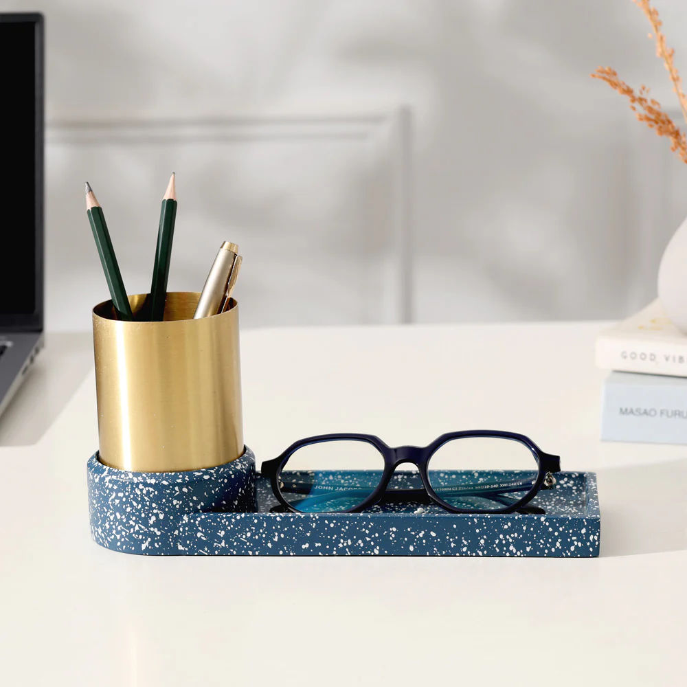 Fuse Speckled Desk Organiser - Blue Gold - Image 6