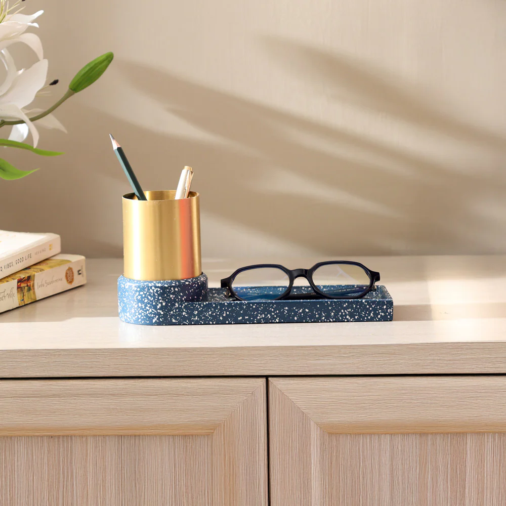 Fuse Speckled Desk Organiser - Blue Gold - Image 7