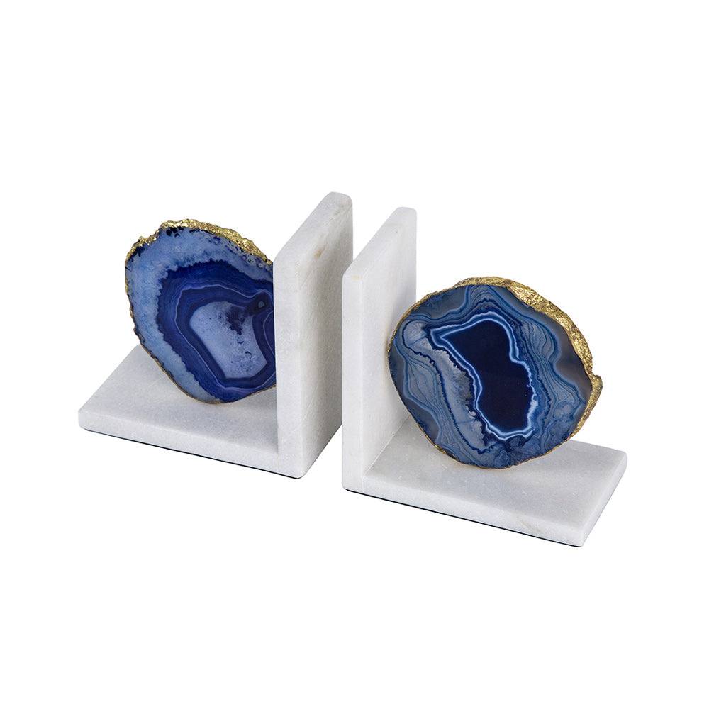 Geode Bookends with Marble Base, Set of 2 - Image 3