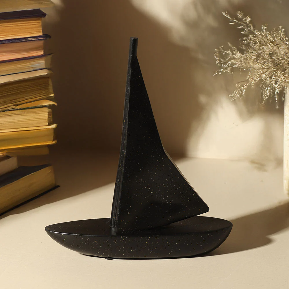 Geometric Sailboat Sculpture Medium - Black - Image 2