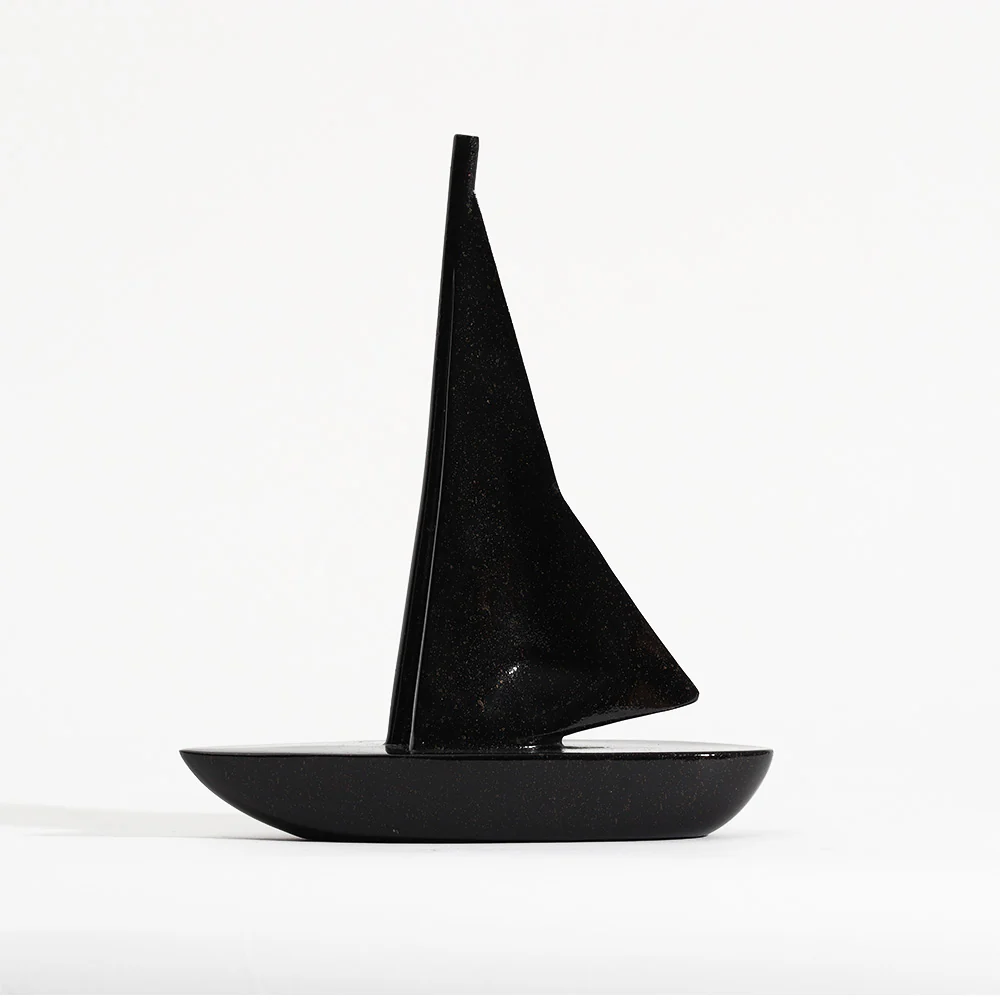 Geometric Sailboat Sculpture Medium - Black - Image 3