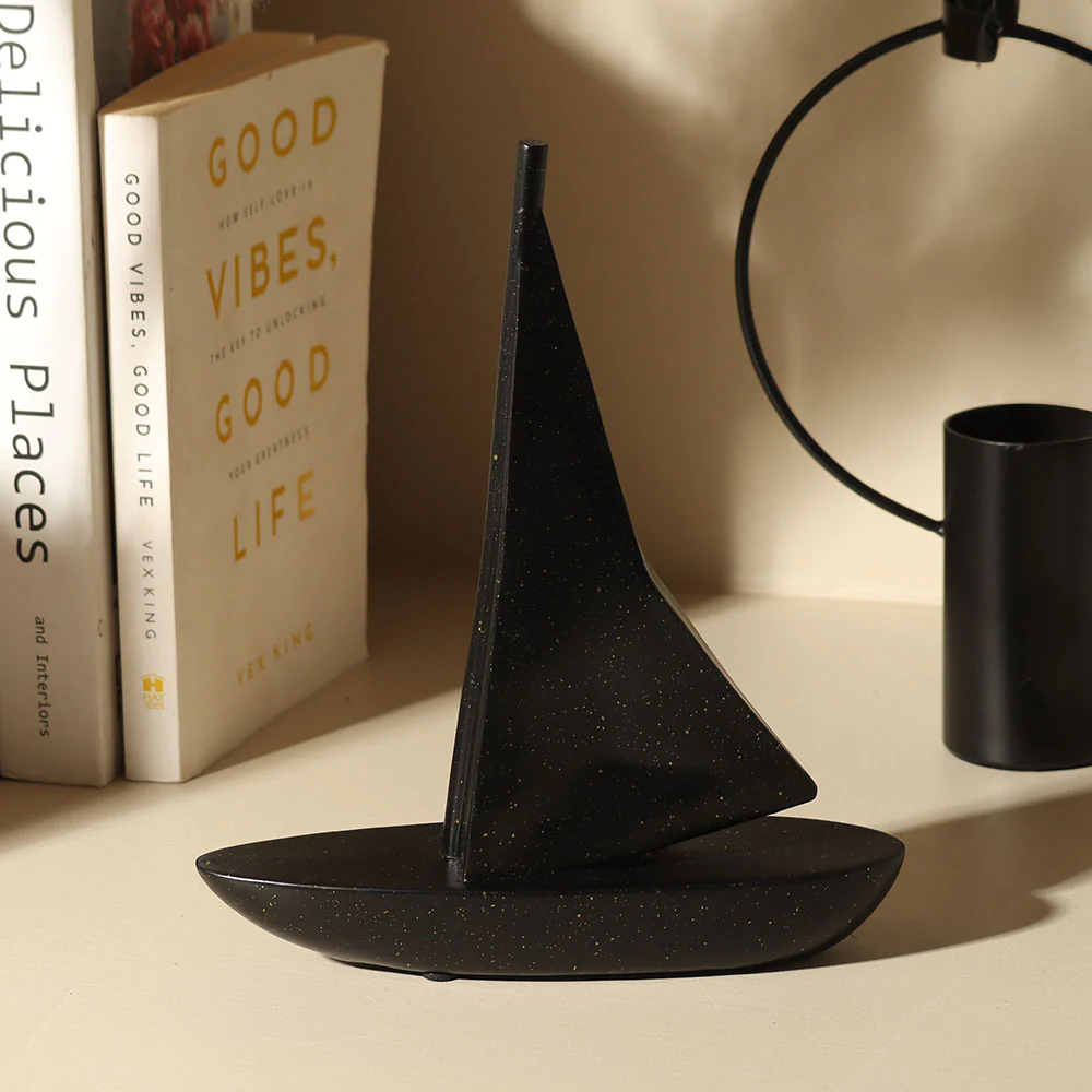 Geometric Sailboat Sculpture Medium - Black - Image 4