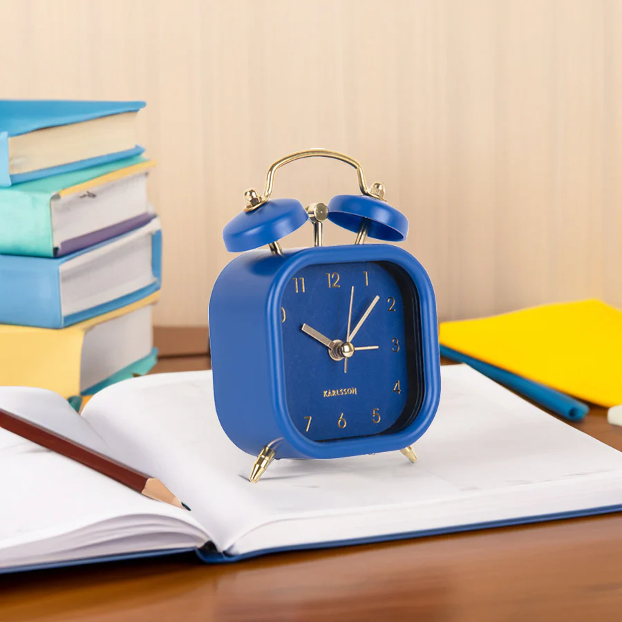 Glam Metallic Square Alarm Clock Small - Dark Blue - Image 2