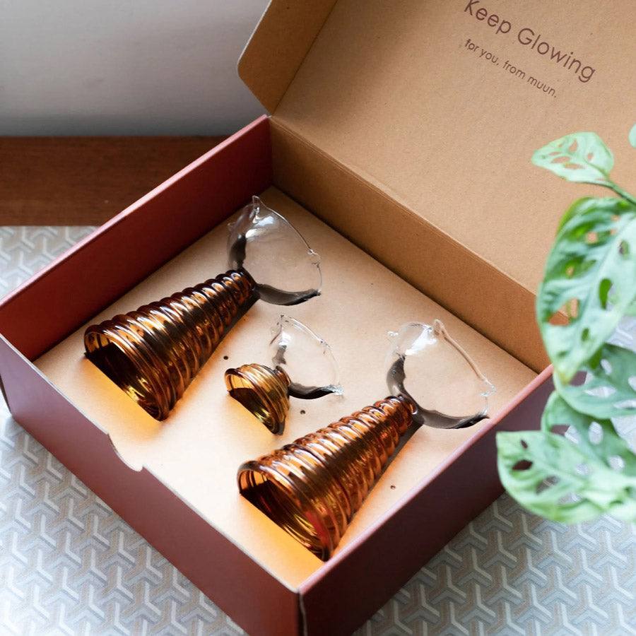 Glass Diyas Gift Set - Amber - Image 5
