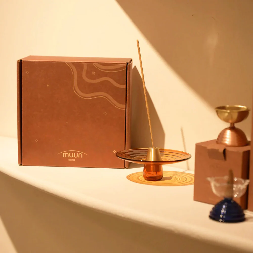 Glass Incense Holder - Amber - Image 2