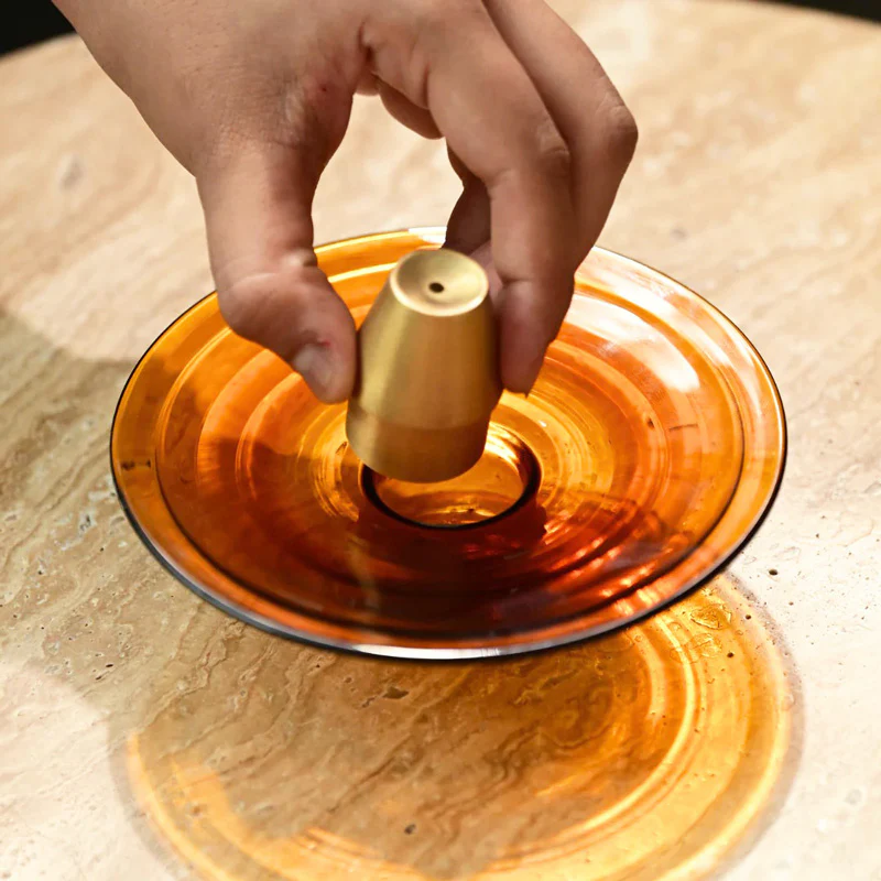 Glass Incense Holder - Amber - Image 4