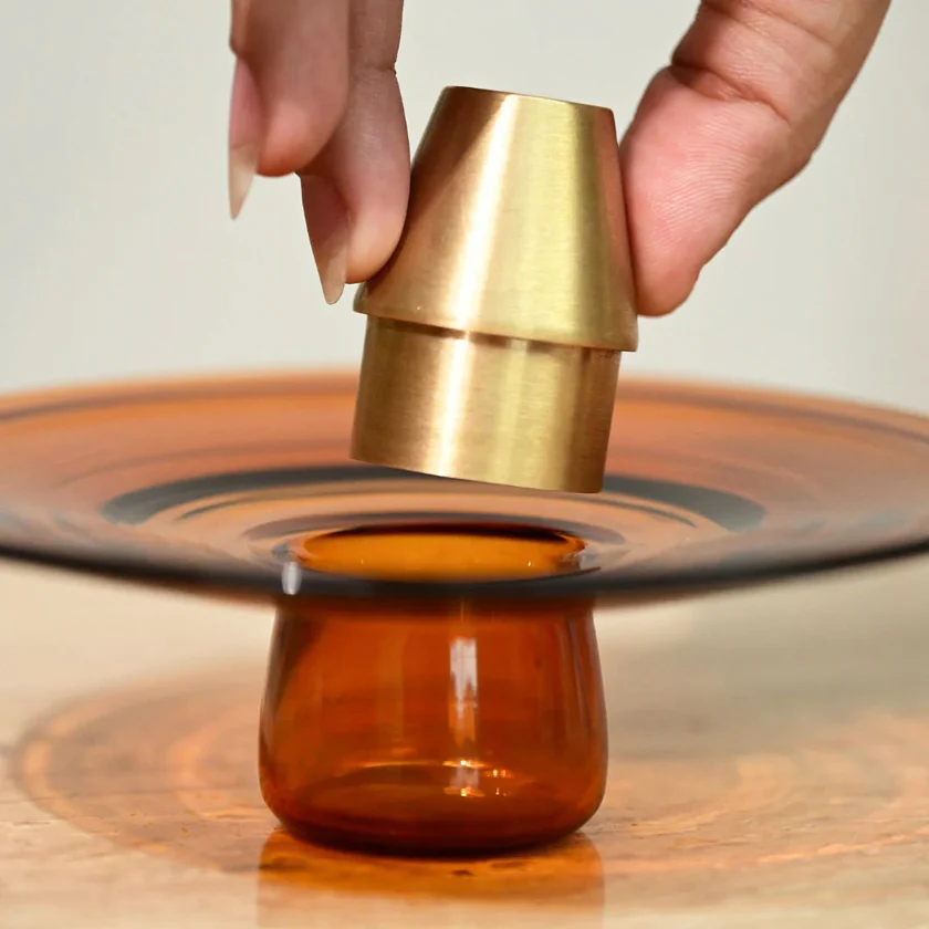Glass Incense Holder - Amber - Image 6
