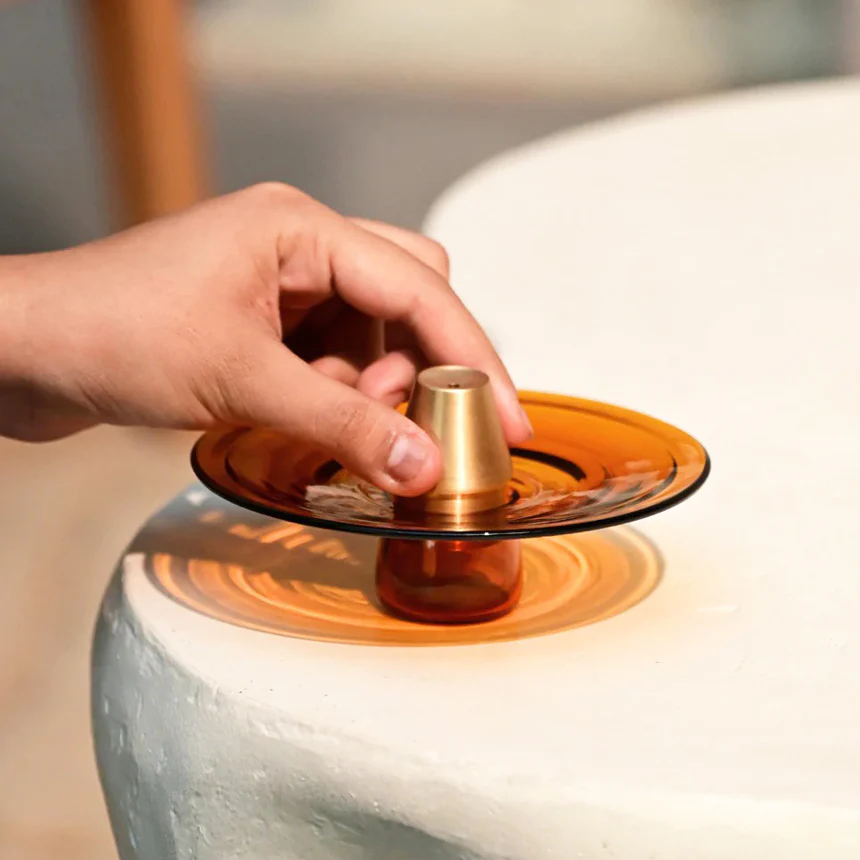 Glass Incense Holder - Amber - Image 7