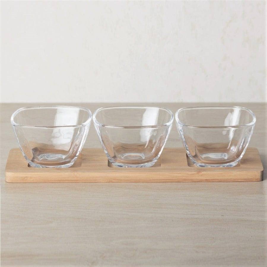 Glass Serving Bowls with Bamboo Base - Image 3