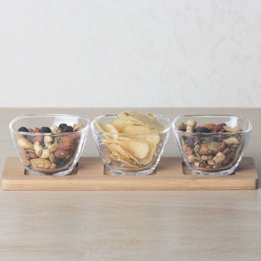 Glass Serving Bowls with Bamboo Base - Image 4