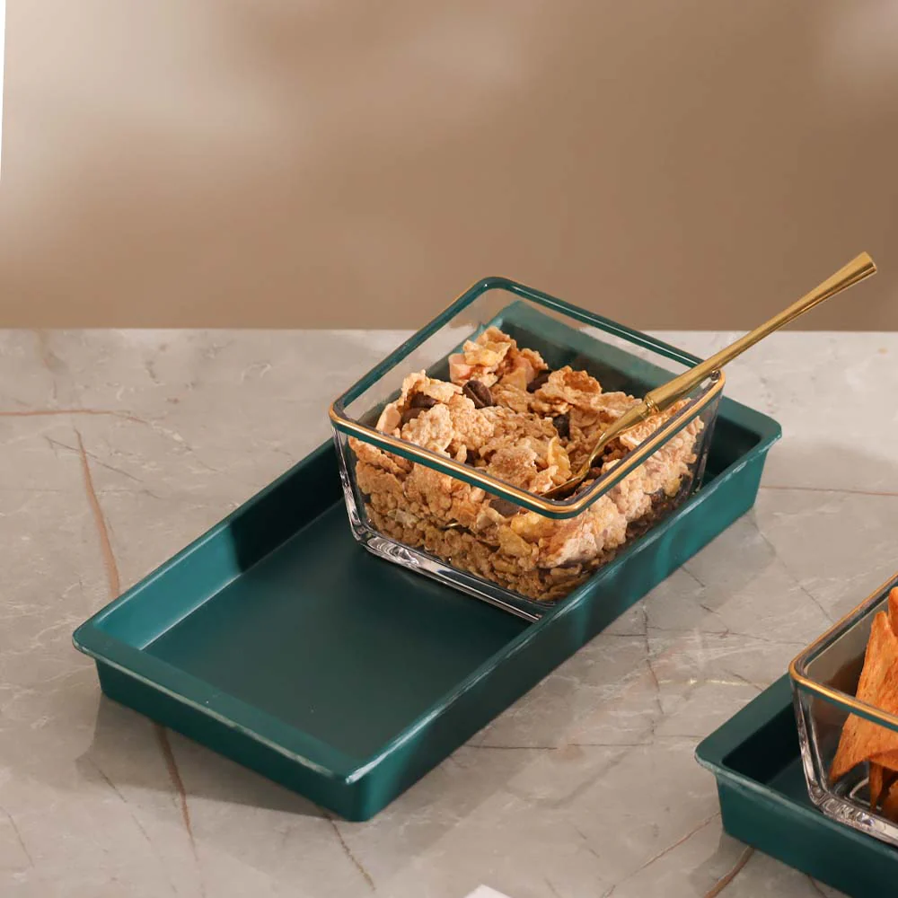 Glass Serving Bowls with Tray, Set of 2 - Image 4