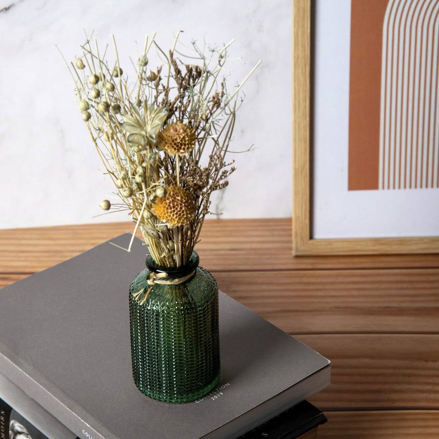 Glass Vase with Dried Bunch Small - Earthen Green - Image 4