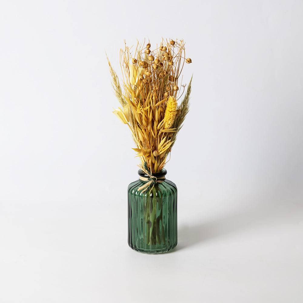 Glass Vase with Dried Bunch Small - Mustard Yellow - Image 3
